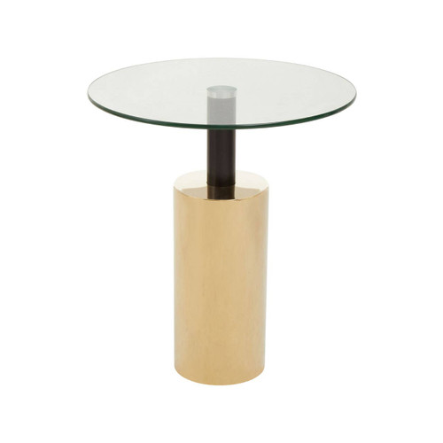Oria Clear Glass Gold Base Side Table